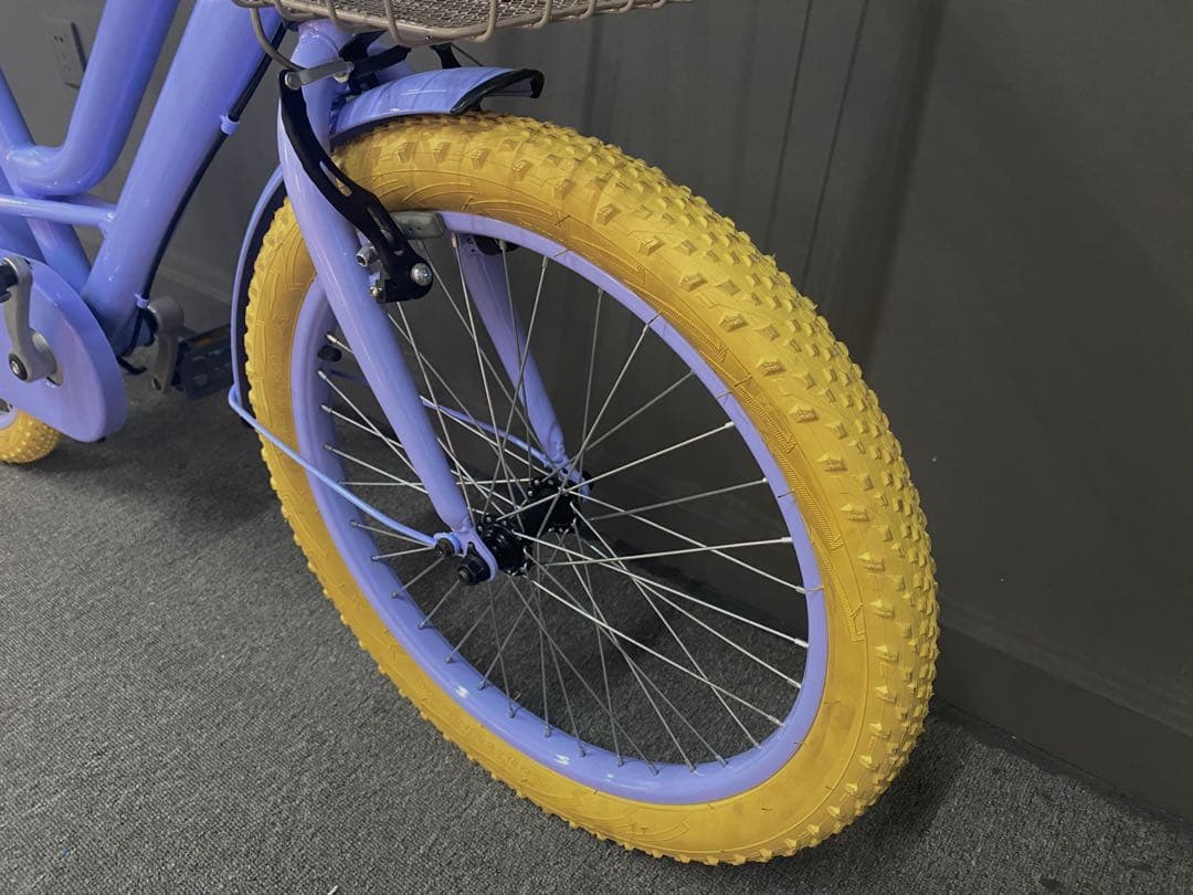 おしゃれカラー パープル×イエロータイヤ 子供用自転車 20インチ