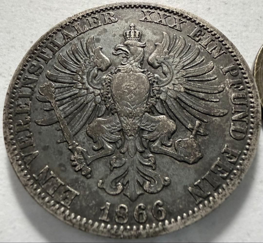 K*)様 1866年 Aドイツ　プロイセン 王国ターラー銀貨 ウィルヘルム王