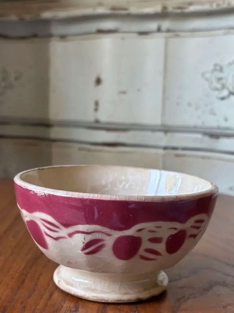フランス　アンティーク　カフェオレボウル　ムーランデルー　林檎　さくらんぼ　レア