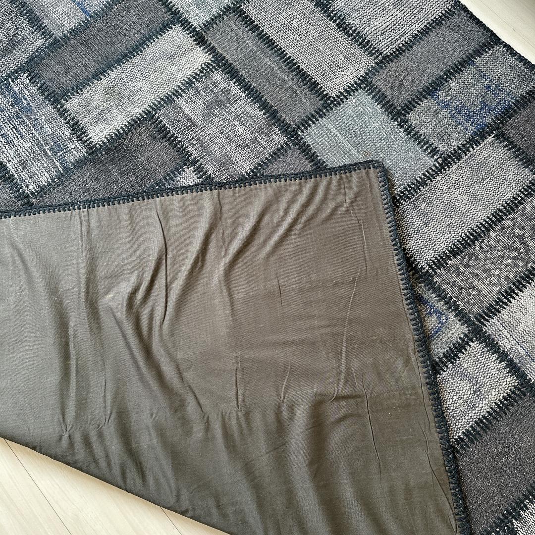 トルコ ヴィンテージラグ A57 超大判 レア グレー ブルー パッチワークラグ