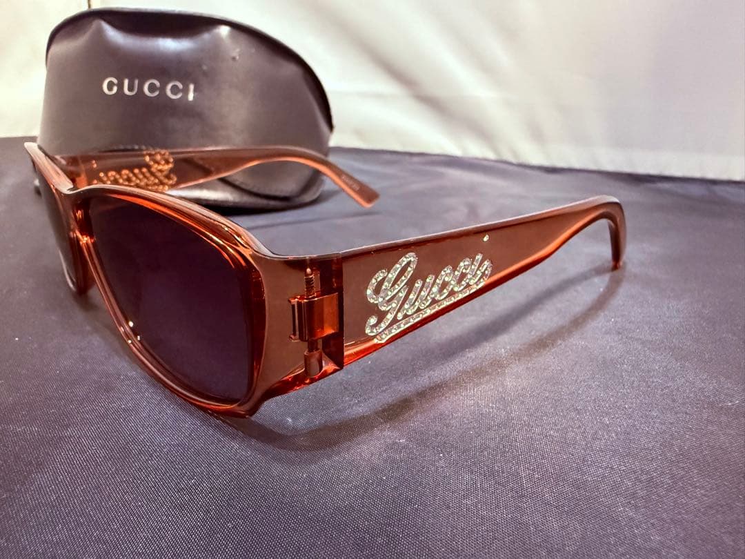 GUCCIレッドクリスタル×スワロフスキーラインストーン サングラス眼鏡メガネ