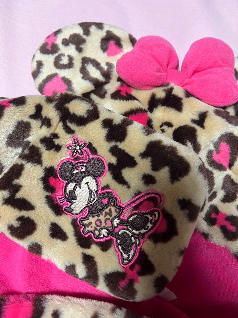 【最終値下げ‼️】ミニーマウス ヒョウ柄耳付きキャップ