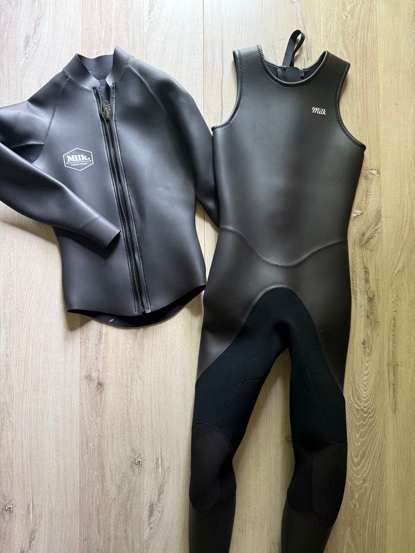 セット　ロングジョン＆タッパー（長袖ジャケット）M ウェットスーツMilk