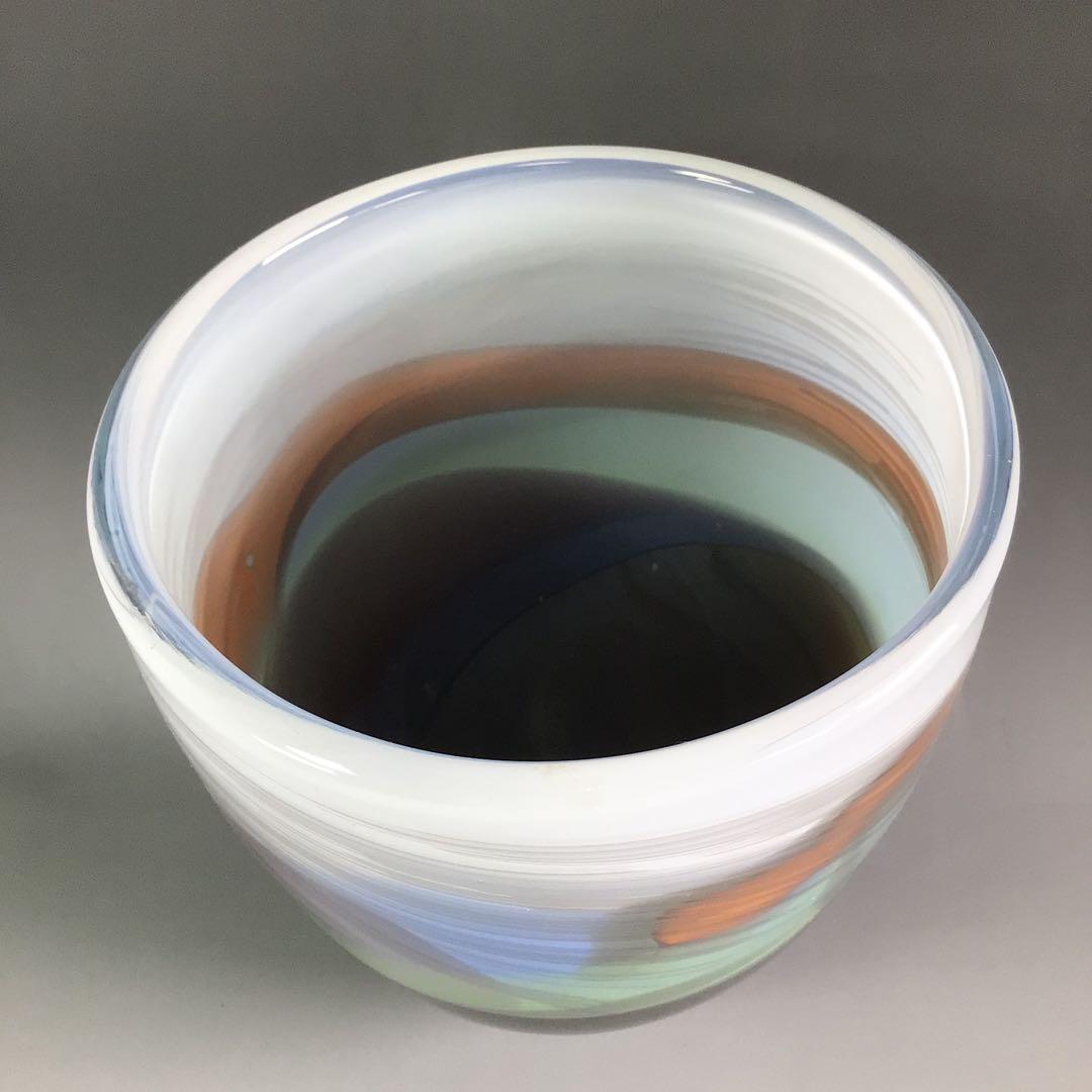 Ｒ５６２　水指　『倉本陽子作』『ガラス製』『竹蓋』『陵線の風景』　共箱　茶道具