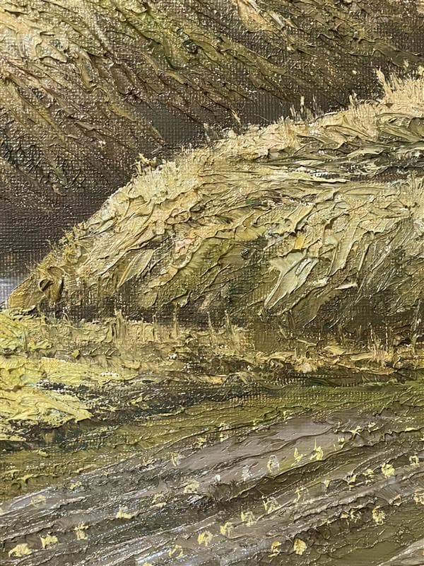 「真作」猿渡一根『秋色の民家』 風景画　油彩画　額装　サイン有り　F10号