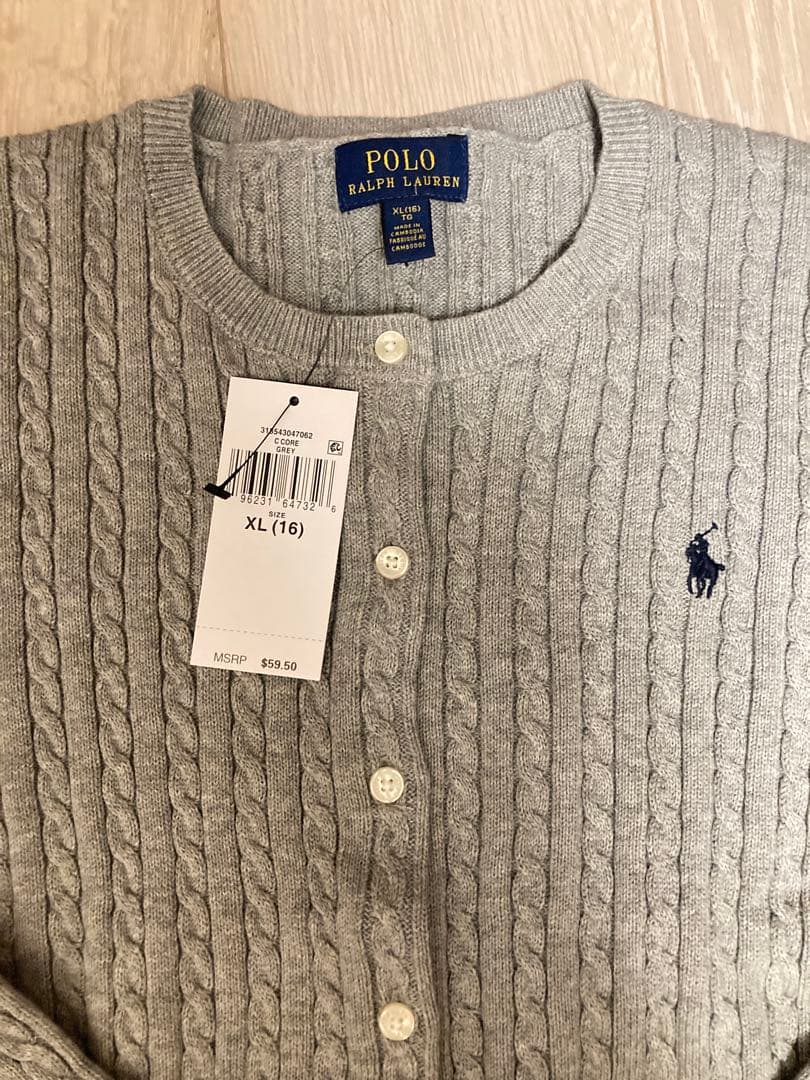 Polo ポロラルフローレン ケーブルカーディガン グレーレディースMサイズ相当