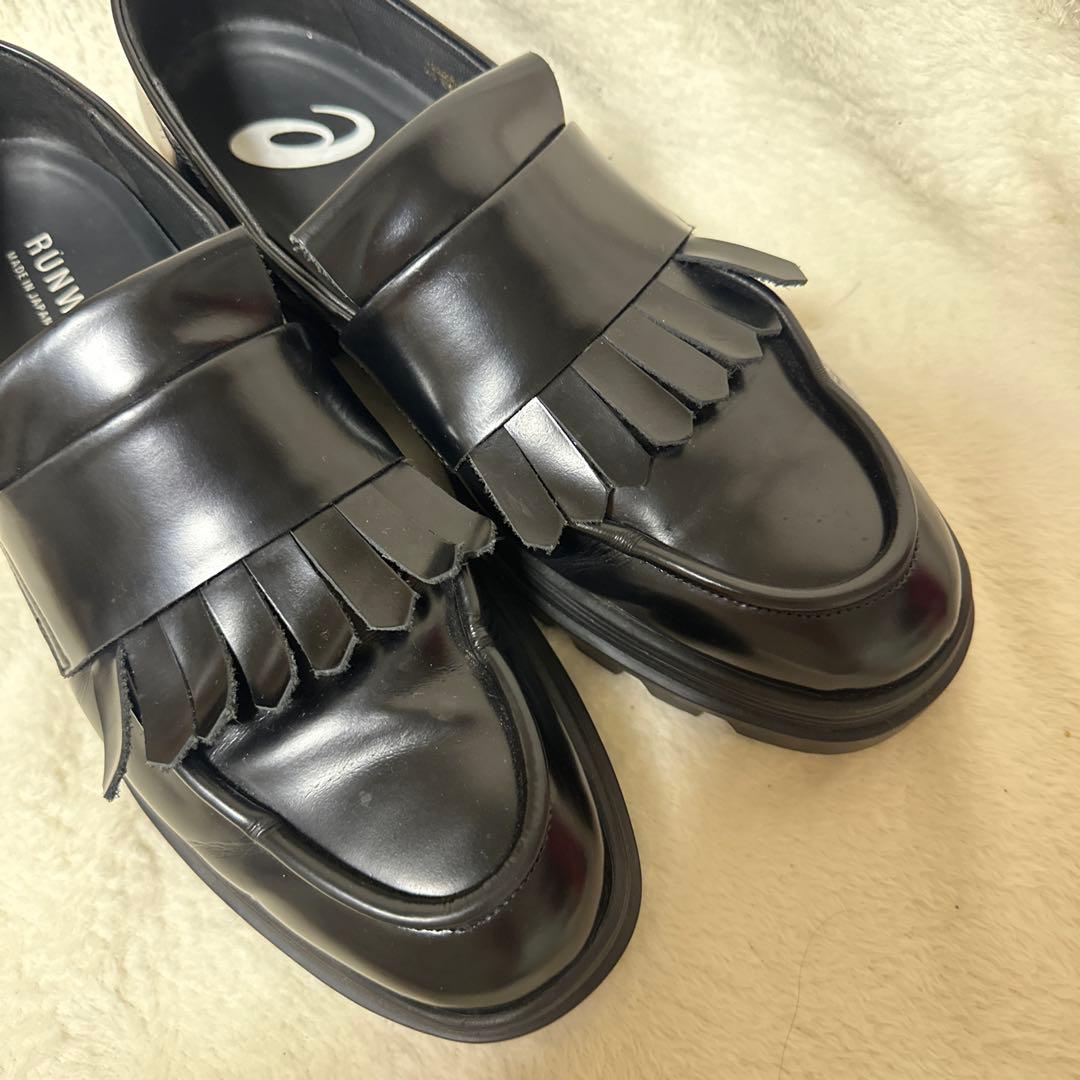 アシックス　ランウォーク　ローファー　24cm　フリンジ　レディース　EE 黒