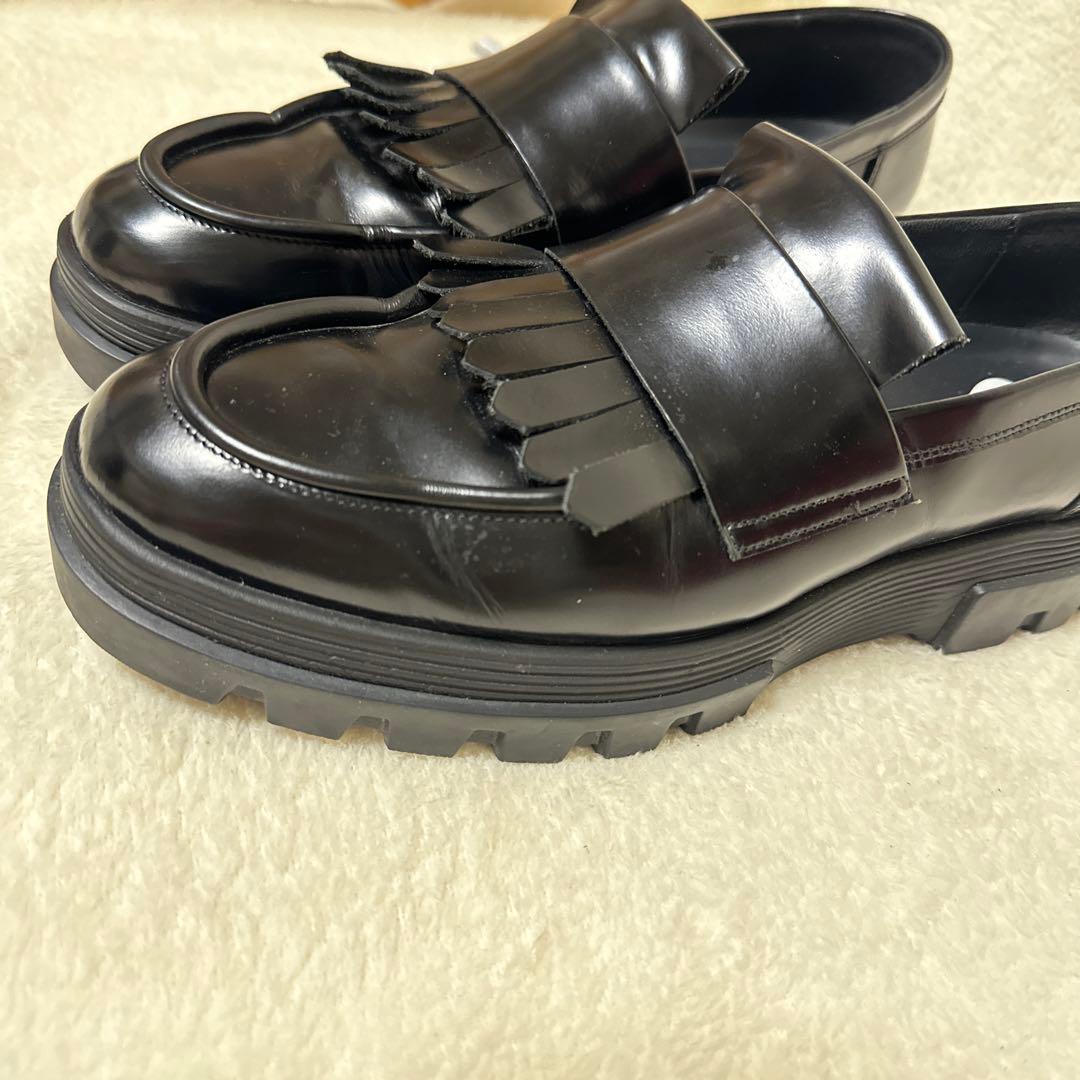 アシックス　ランウォーク　ローファー　24cm　フリンジ　レディース　EE 黒