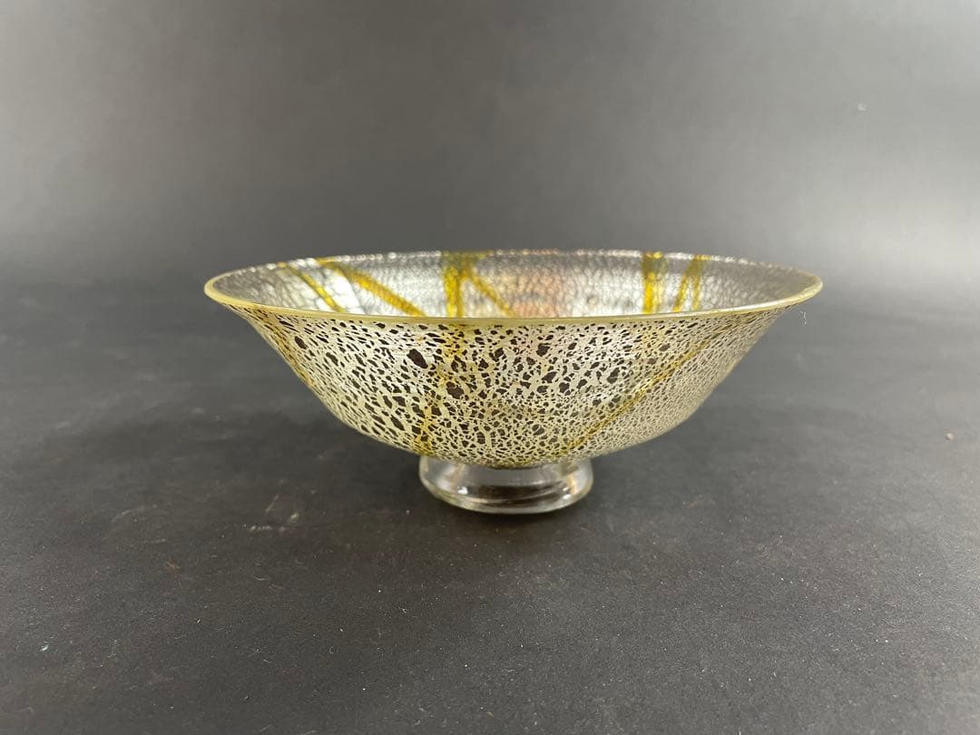 20 最終値下げ　義山 涼風 水崎長寿 ガラス 茶碗 平茶碗 共箱