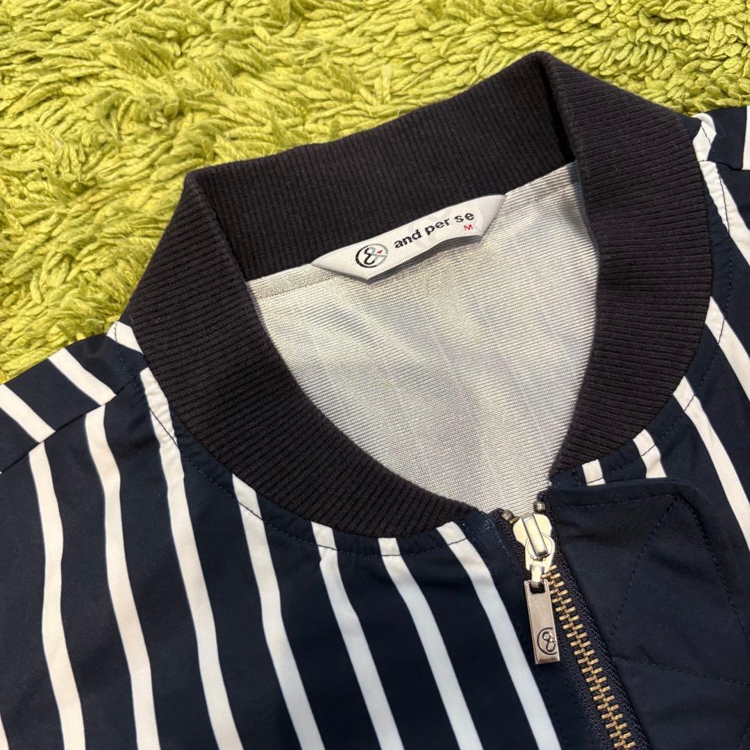 アンパスィ and per se ジップジャケット 異素材 ストライプ Mサイズ