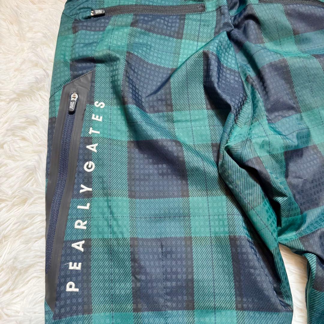 未使用級 パーリーゲイツ チェック柄 蓄熱 裏起毛 ナイロンパンツ リング付 L