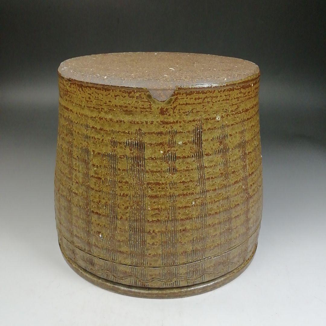 Ｗ１９３　水指　『縄簾　水指』『大石督幸 造』　共箱　茶道具