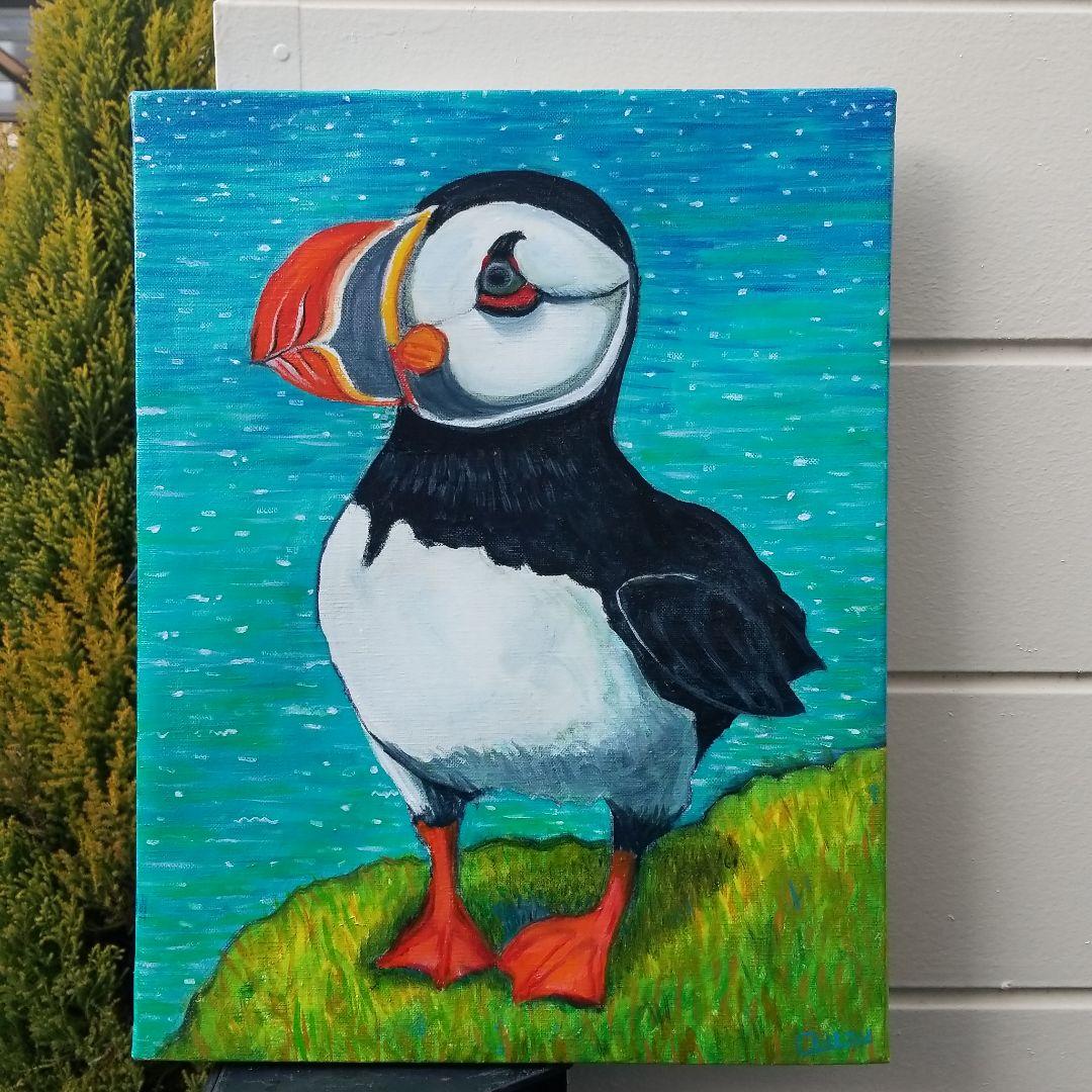 油絵　専用　お困り顔のいやし鳥パフィン