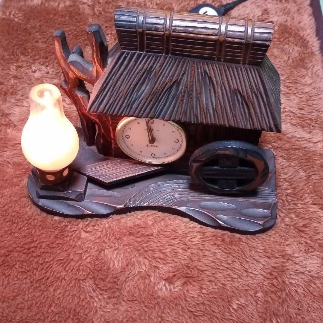 木製 水車小屋 時計 オルゴール ランプ アンティーク