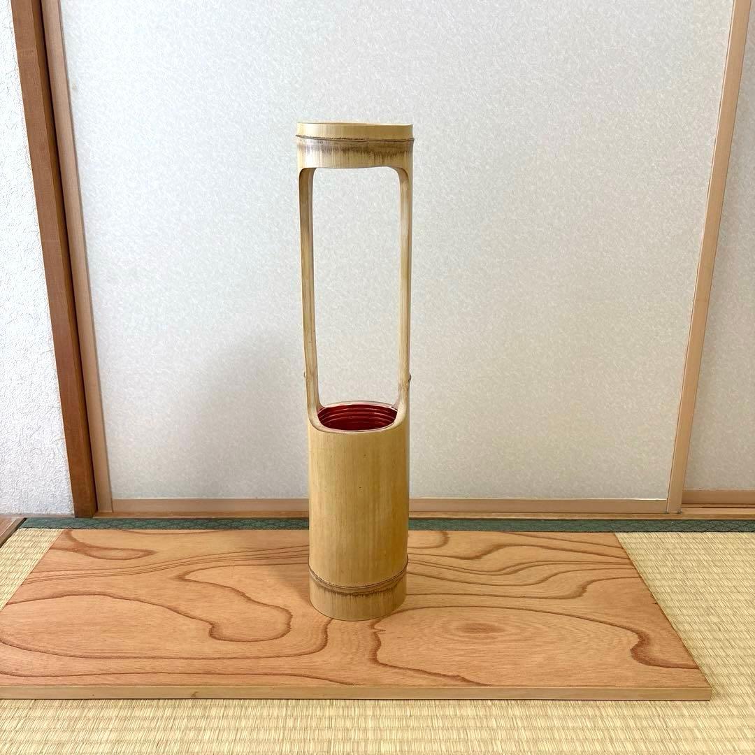 84 美品　根なし　一重切り　一重切　竹花入れ華道具　池坊