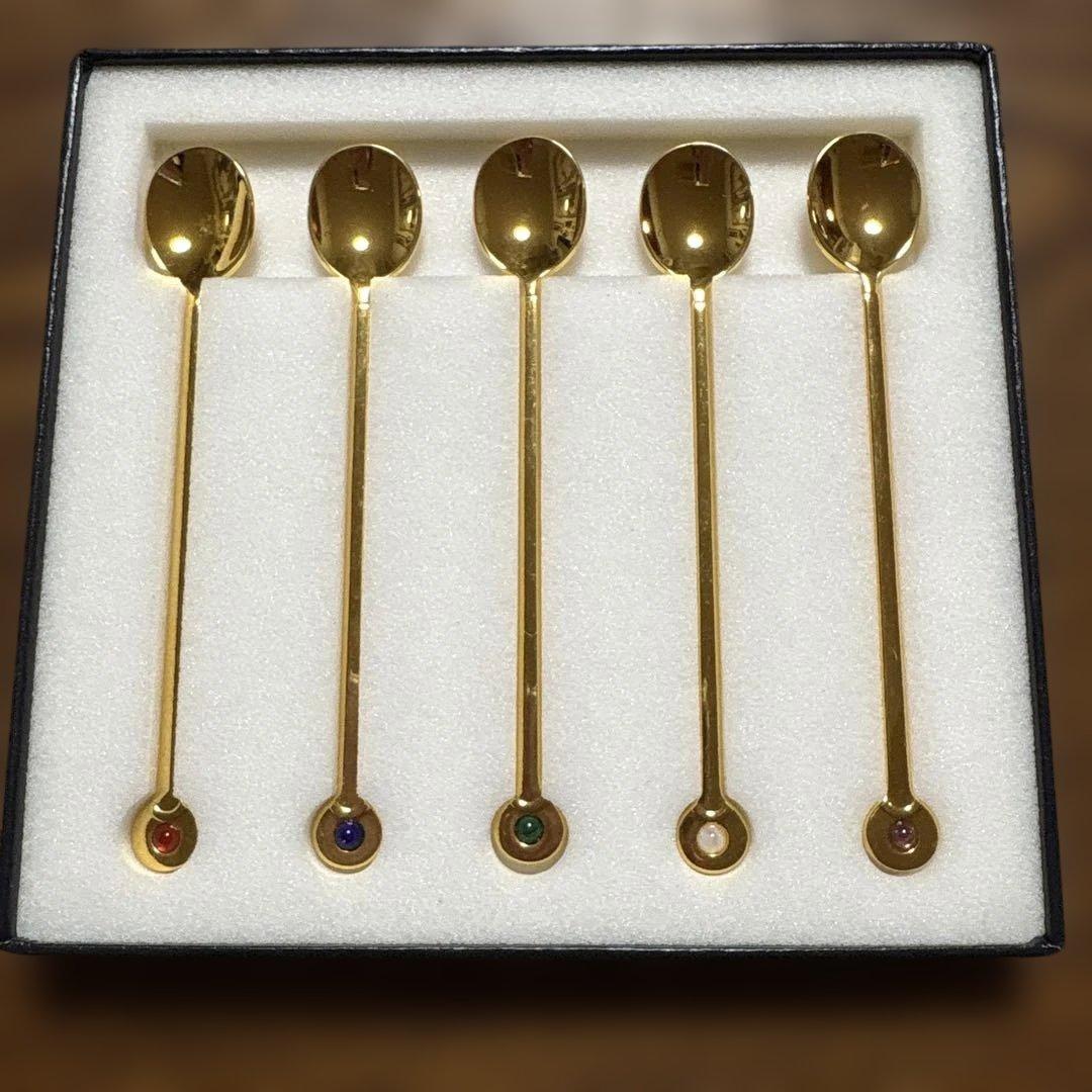 MIKIMOTO 半貴石付きスプーン 5本セット