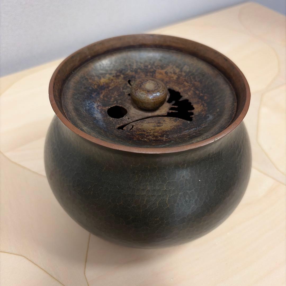 玉川堂製建水　鎚起銅器