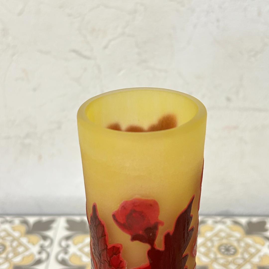 【証明書】　エミールガレ 　花瓶　カメオ彫り　被せガラス　高さ19cm