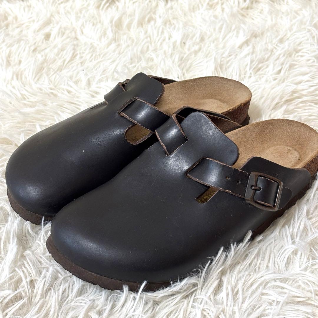 【美品】BIRKENSTOCK ビルケンシュトック　ボストン　レザー　ブラック