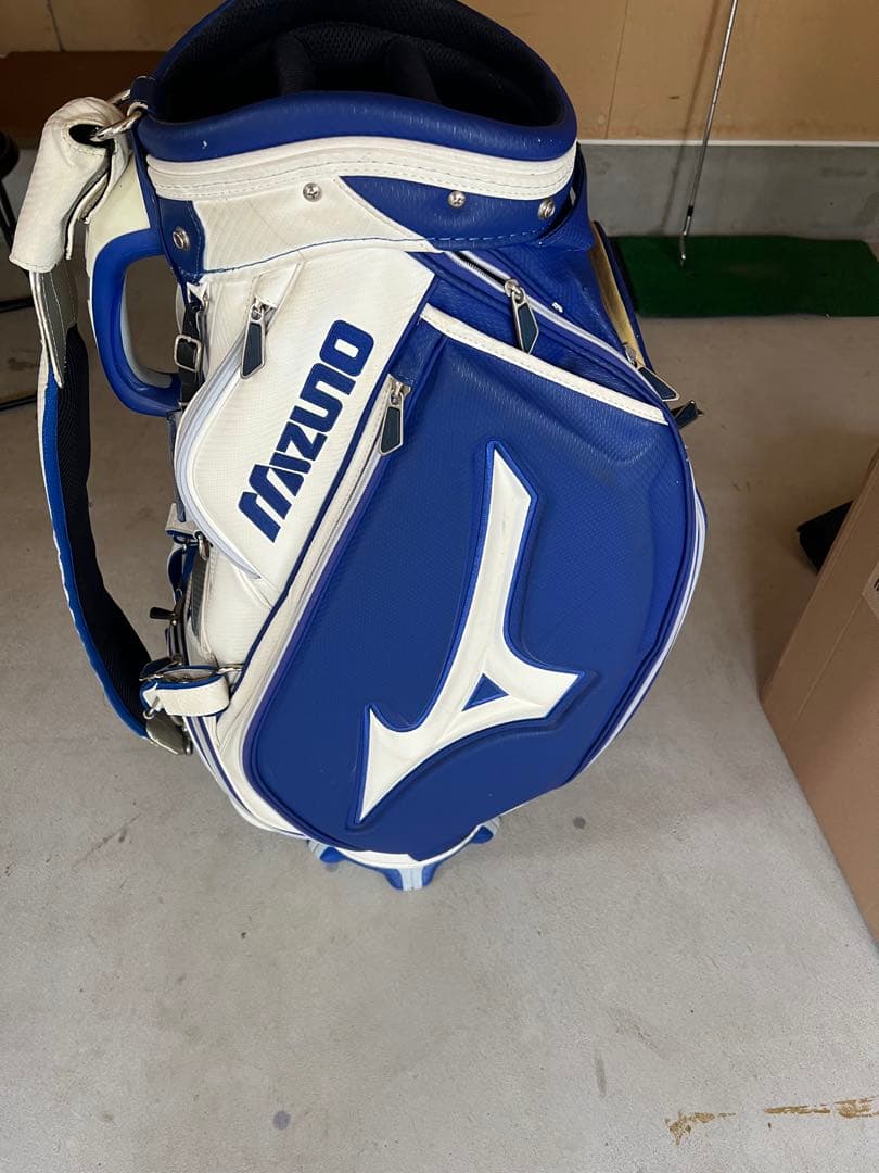 MIZUNOゴルフ キャディーバッグ ツアーシリーズ メンズ ホワイト×ネイビー