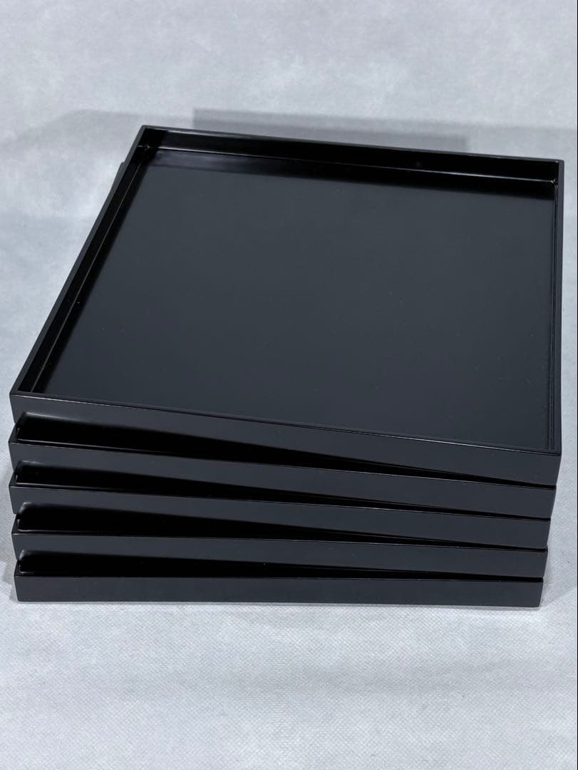 輪島塗　天然木　石昌斎作　折敷五客　美品　共箱　茶道具　懐石道具　送料込