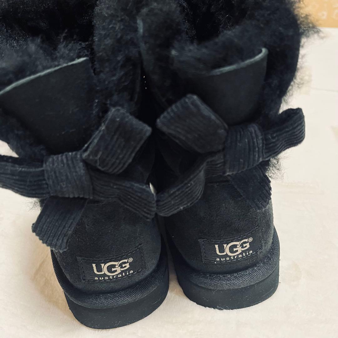 アグUGG W MINI BAILEY BOW CORD ブラック 07 24
