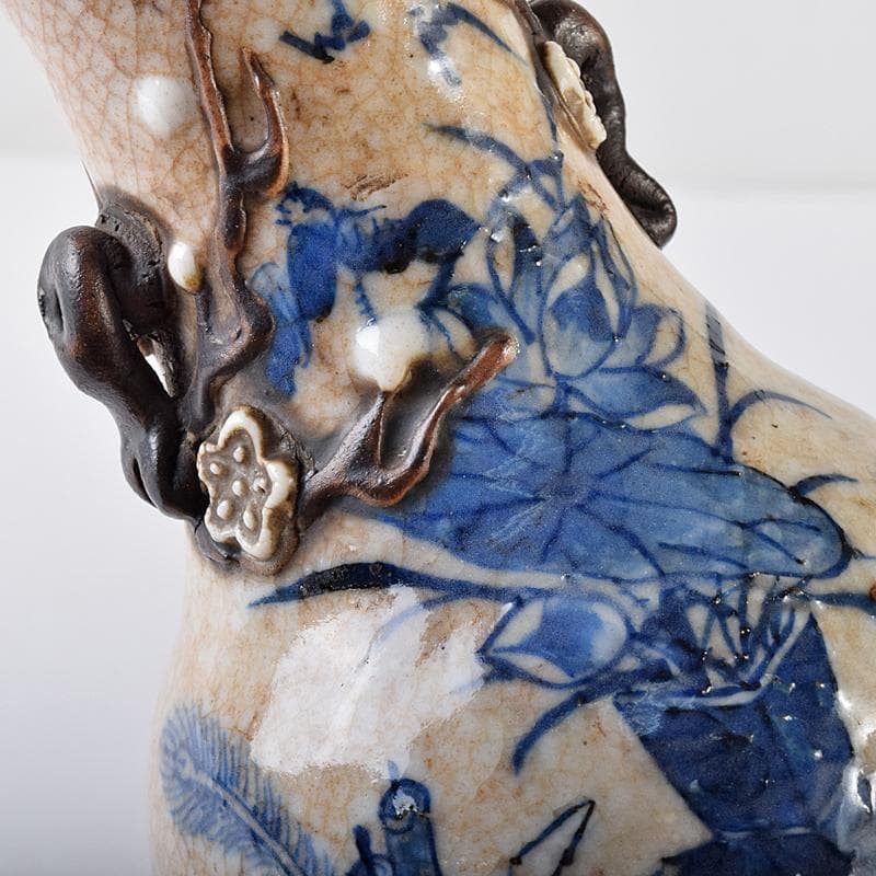 中国　成化年製　青花　花瓶文　貼梅双耳瓶　D　R7889