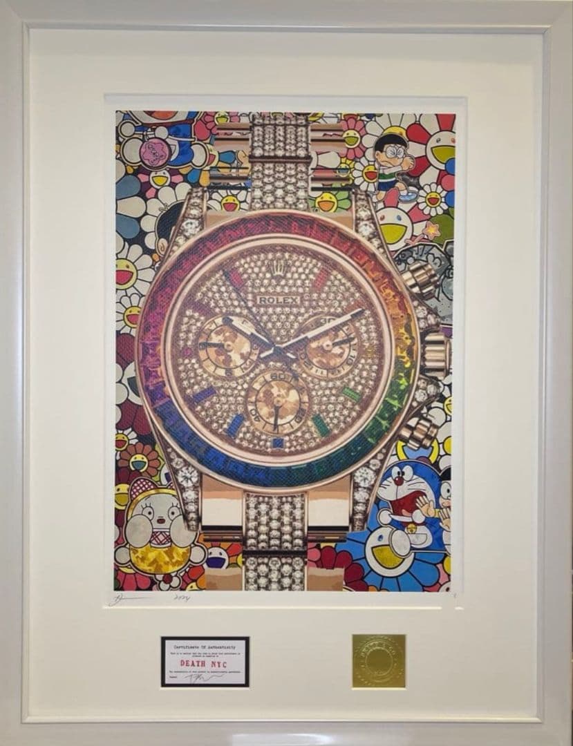 Deth NYC Ltd Ed　額装デイトナレインボードラえもん村上隆フラワー