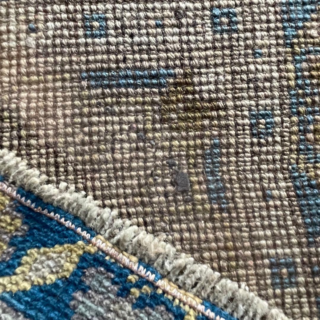 54×51㎝◇トルコヴィンテージラグ　ブラウン　ブルー　幾何学模様611