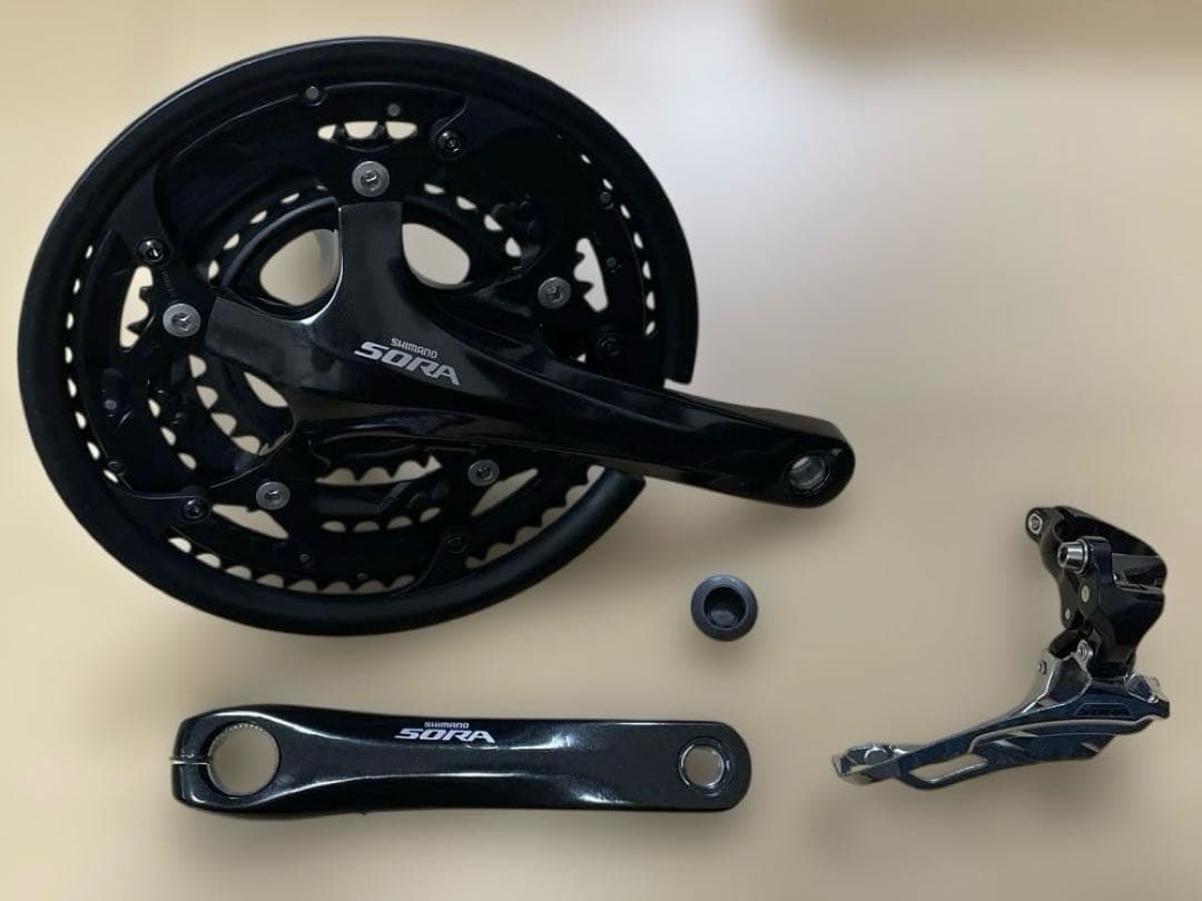 シマノ SORA クランク3速165mm、フロントディレイラー セット