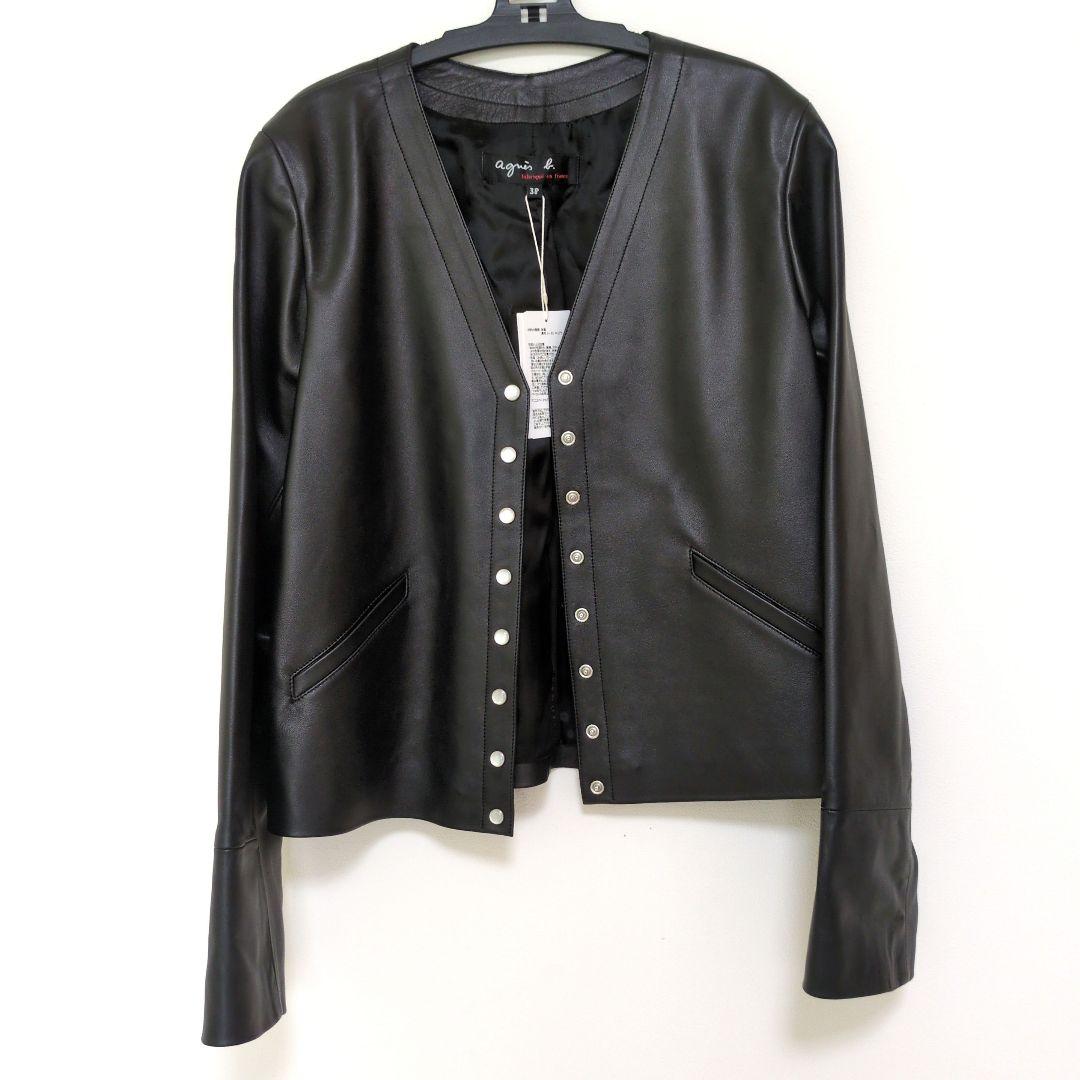【新品未使用】アニエスベー　レザージャケット　黒　38　羊革