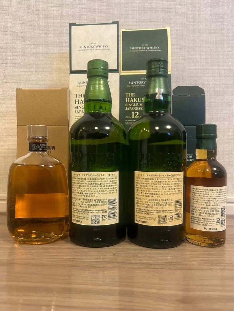 白州蒸留所4種のウィスキーセットカートン付　匿名発送　メルカリ便　送料込　白州