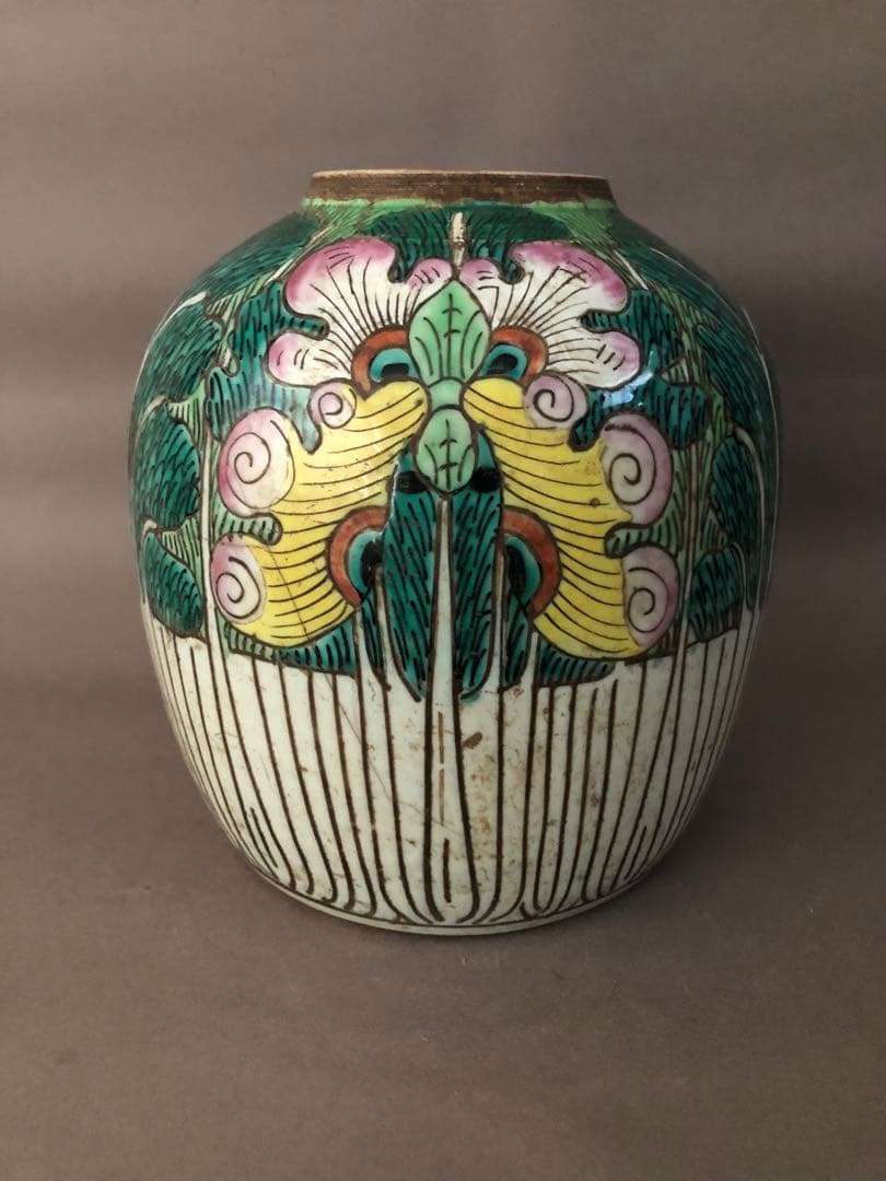 中国骨董　古美術　清朝　粉彩壺