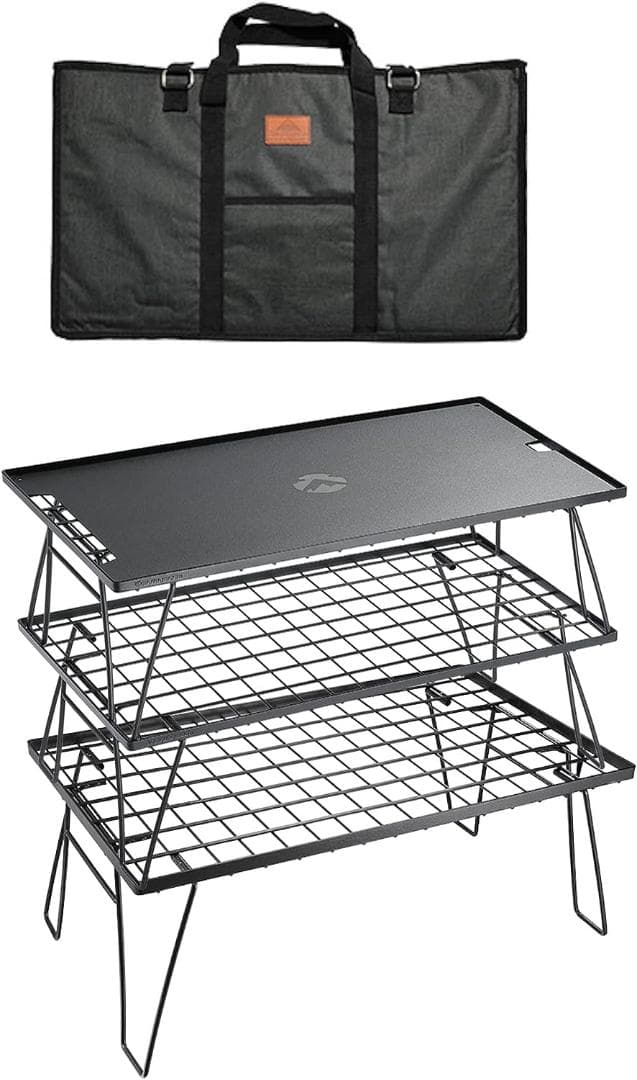 アウトドア キャンプ フィールドラック アルミ天板 セット 黒