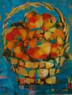 油絵 菅家令子 絵 絵画 インテリア uF6-051721 静物 果物