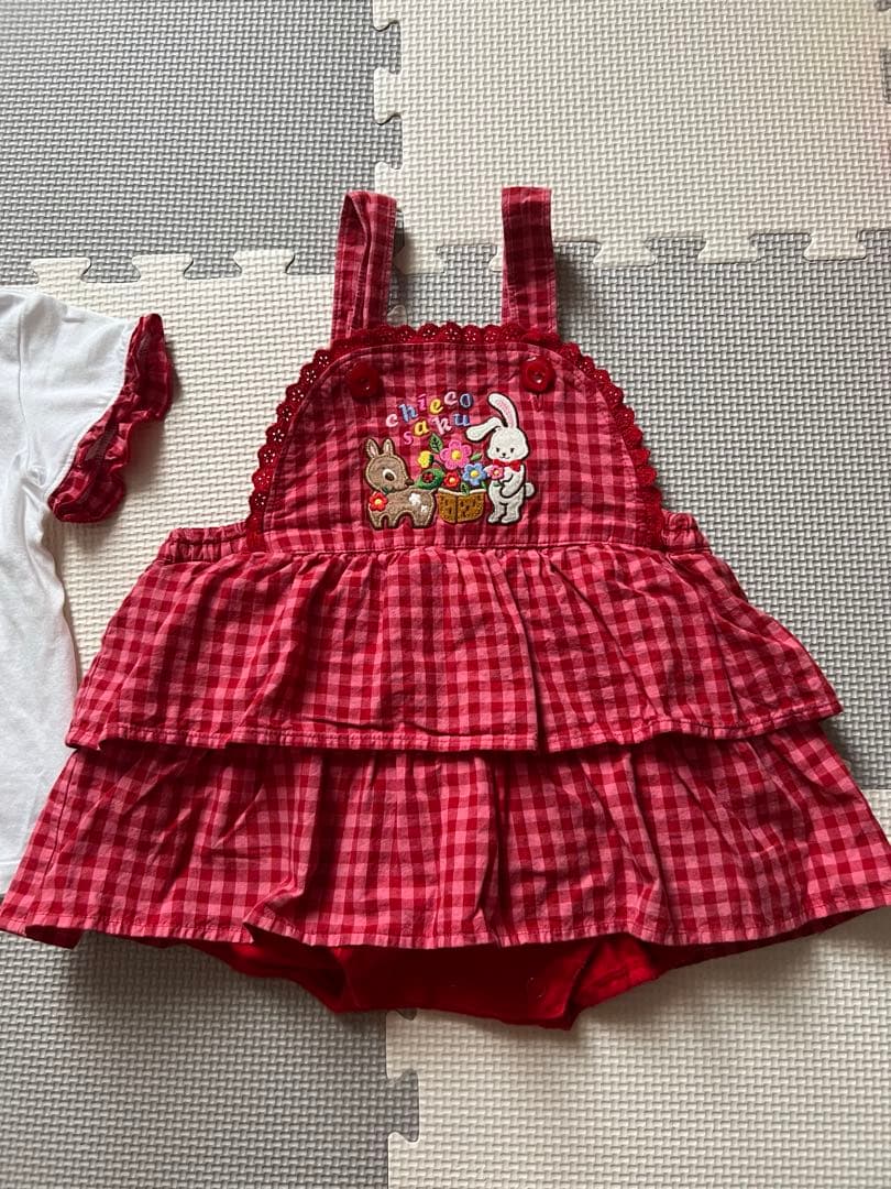 ミキハウス　チエコサク　赤いチェック柄ドレス