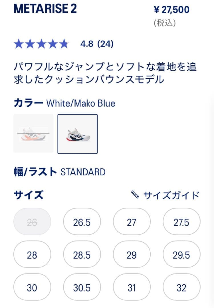 ASICS バレーボールシューズ RISE2 メタライズ2