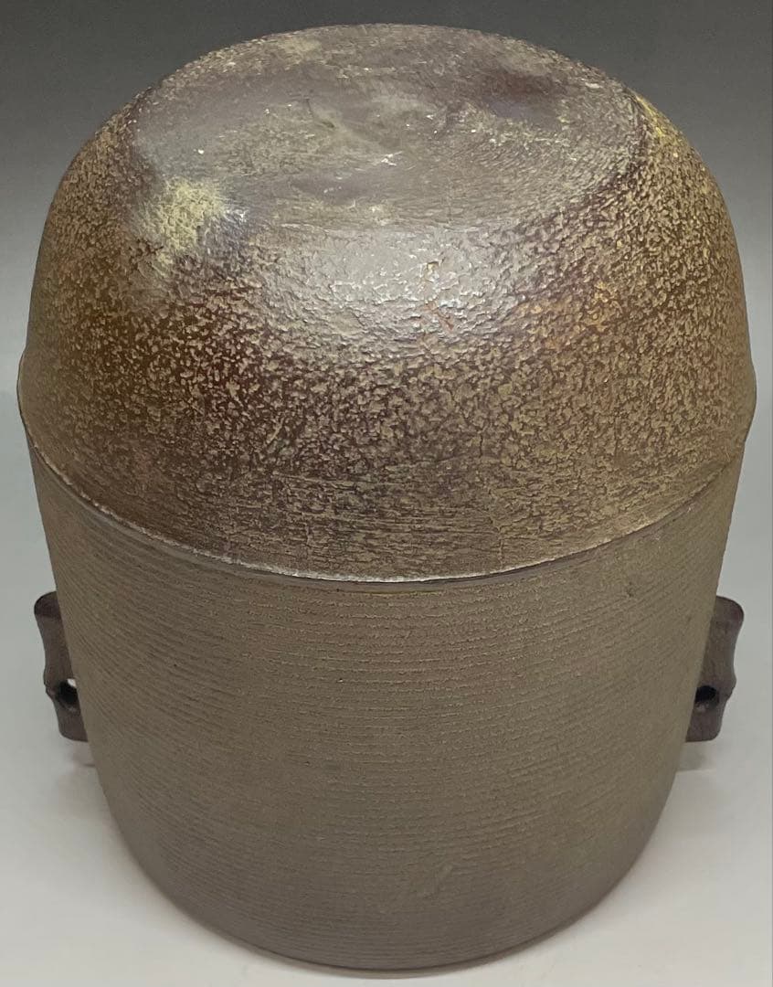 金森紹栄　竹文千筋筒釜　共箱　栞　e0308