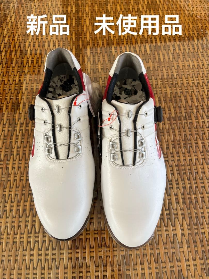 Mizuno ゴルフシューズ BOAフィットシステム ホワイト/レッド