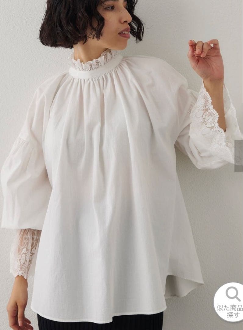 タグ付新品☆ウィムガゼット☆レースギャザーブラウス