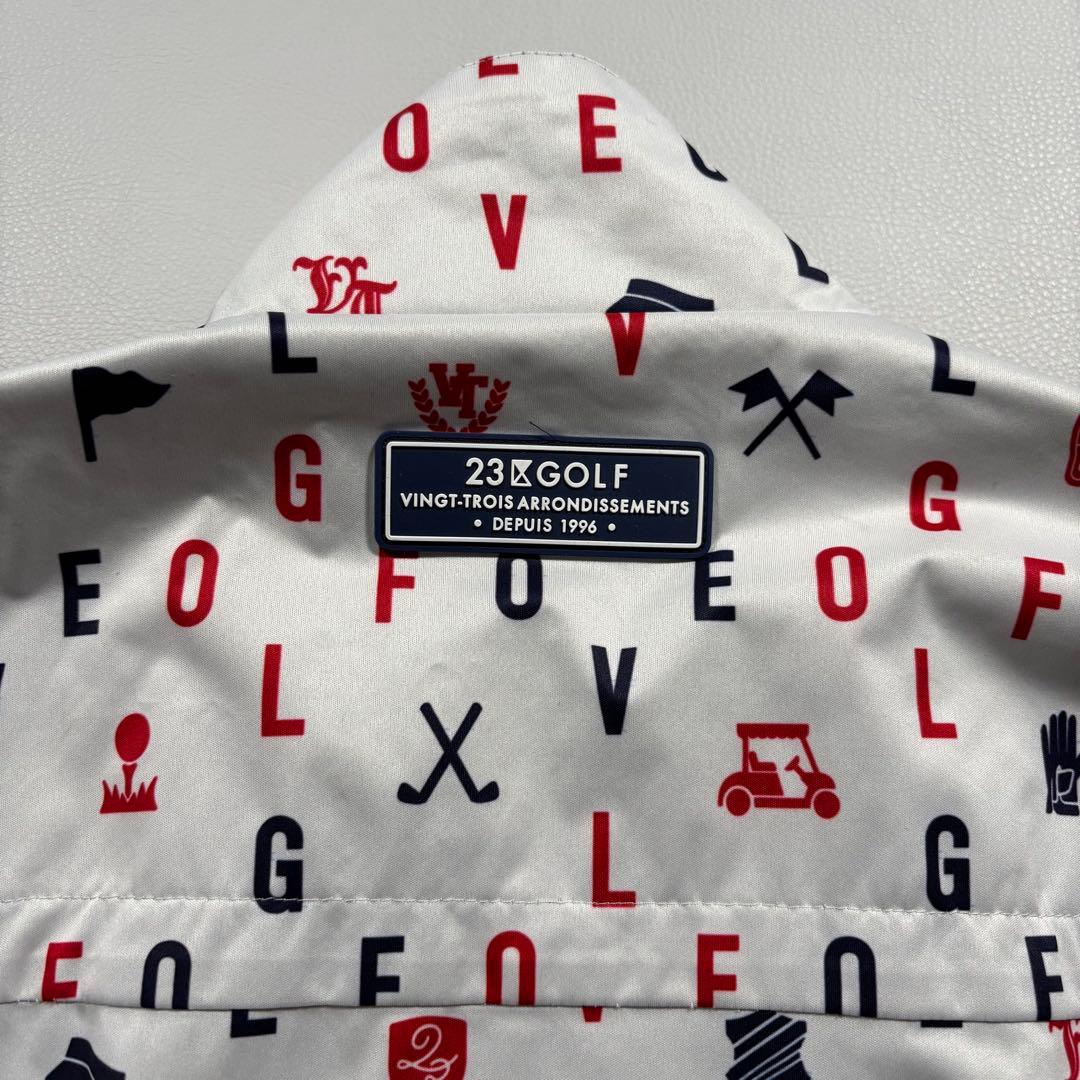 未使用級 L 23区ゴルフ 蓄熱 総柄 ジップアップジャケット ゴルフ