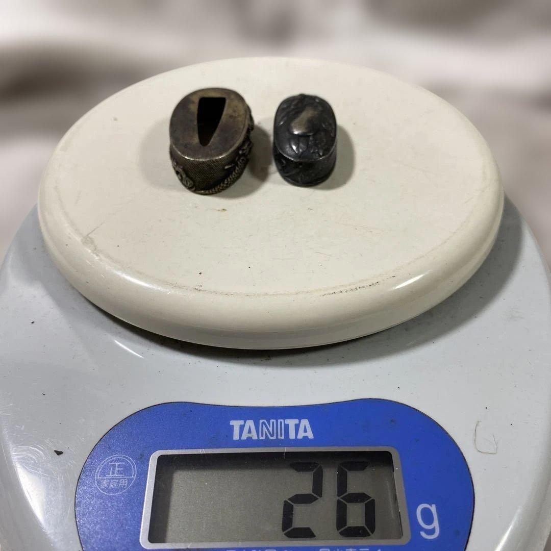 B-34 縁頭　銀象嵌　武具　刀装具　装飾品　江戸時代　刀　美術品　工芸品　骨董