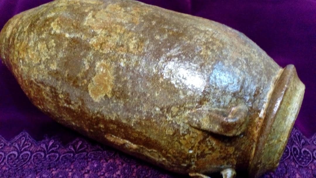 １６〜１８世紀時代頃焼締四ッ耳南蛮壺２７センチ所蔵保管コレクション