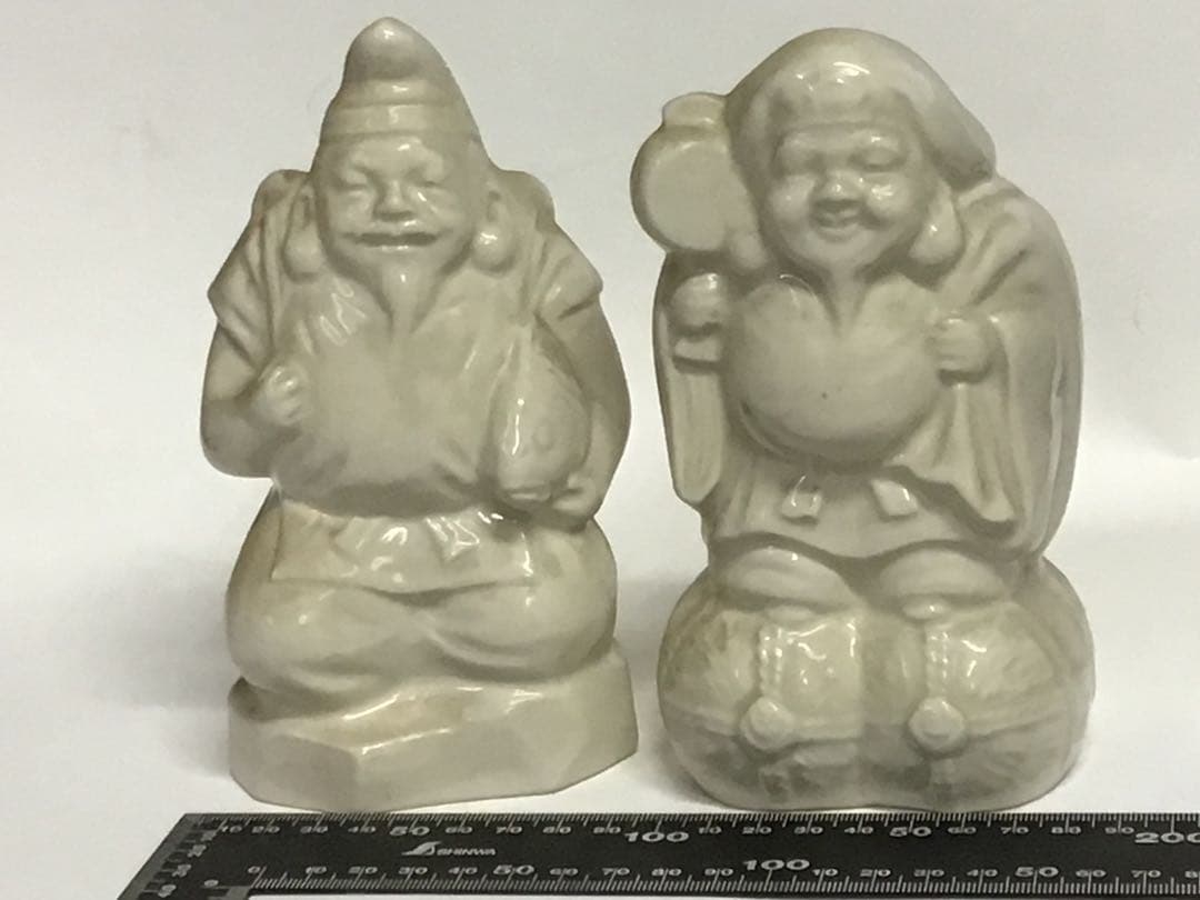 陶器製 福の神像 置物 クリーム色