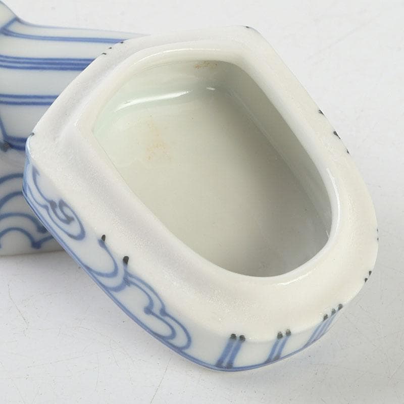 茶道具　平安　昭阿弥造　染付　冠香合　共箱　V　9338