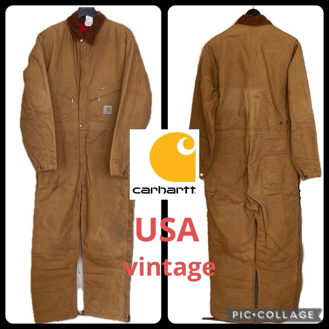 ★USA製★ Carhartt 中綿キルティング　オールインワン　つなぎ