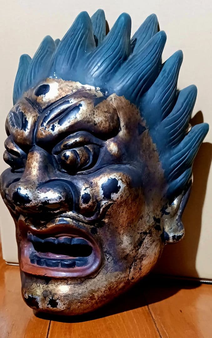 乾漆神楽面 薬師十二神将 代折羅大将 模国宝 ばさら面 壁掛け型 夜叉王