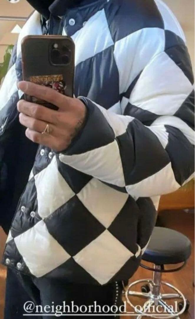 ジャケット・アウター NEIGHBORHOOD CHECKER DOWN JACKET L WHITE