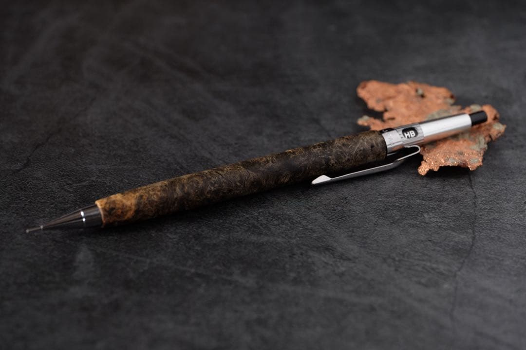 PG5木軸カスタム0199　高村杢工房 製図用シャープペンシル　花梨瘤　至高の黒