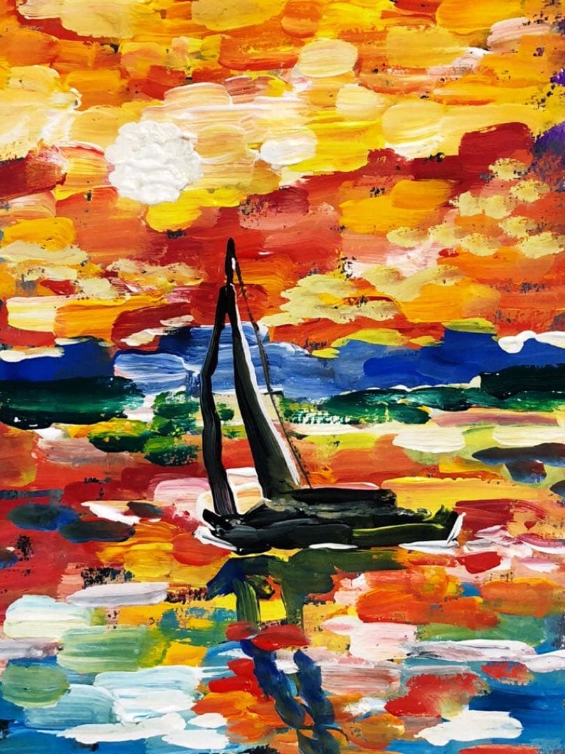 A4サイズ　絵画　黄金色の海　micchan作